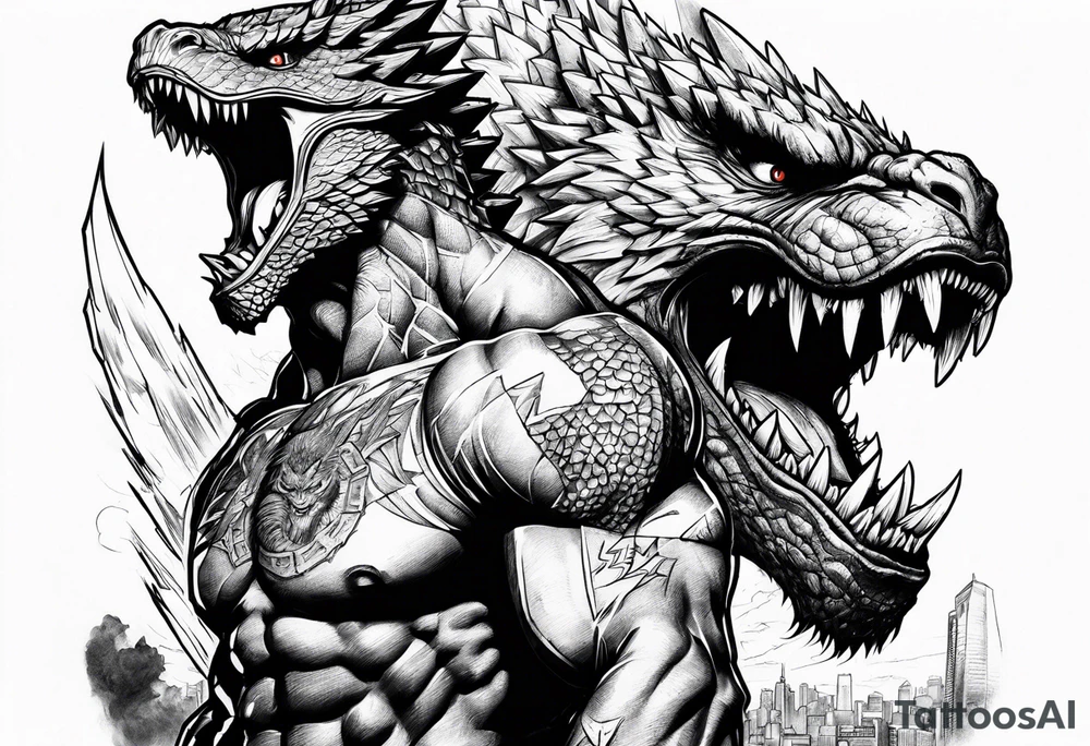 Kratos vs. Godzilla tattoo idea