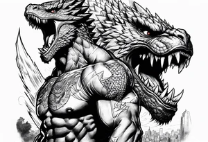 Kratos vs. Godzilla tattoo idea