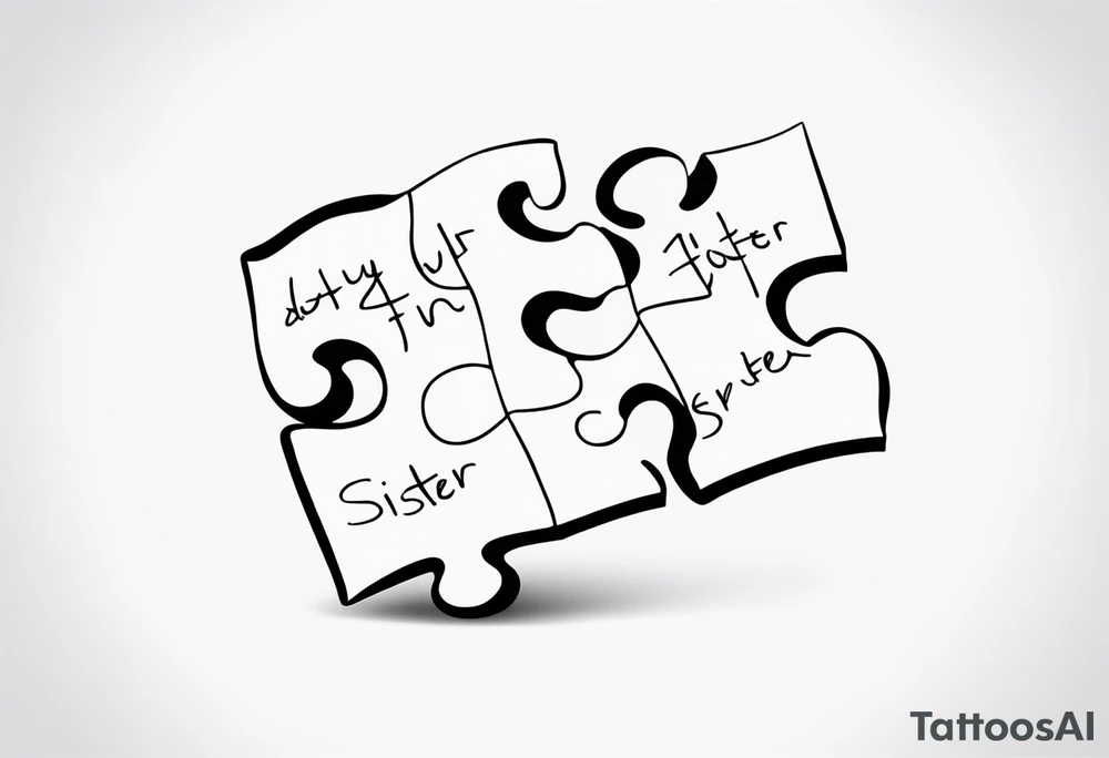 delicate puzzle piece with only one puzzle piece and incorporates the handwritten words "to my favorite sister" tattoo idea