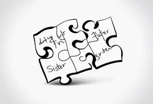 delicate puzzle piece with only one puzzle piece and incorporates the handwritten words "to my favorite sister" tattoo idea