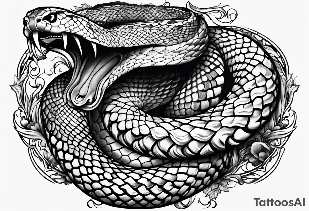 snake biting into vein tattoo idea