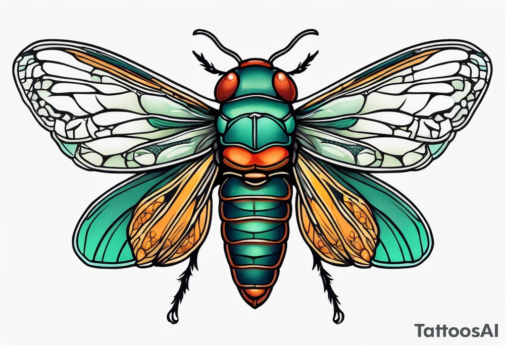 Neo traditional cicada tattoo idea