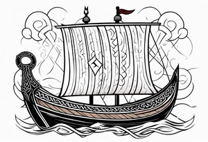 Viking longship, celtic runes, thors hammer tattoo idea