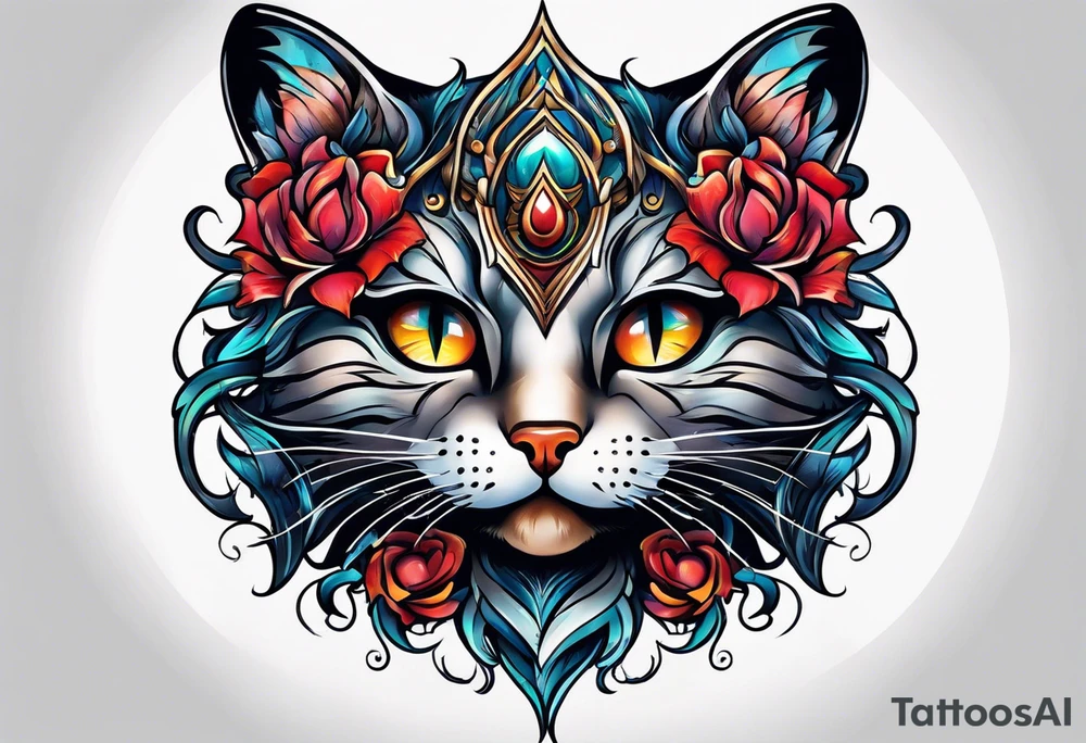 cats head tattoo idea