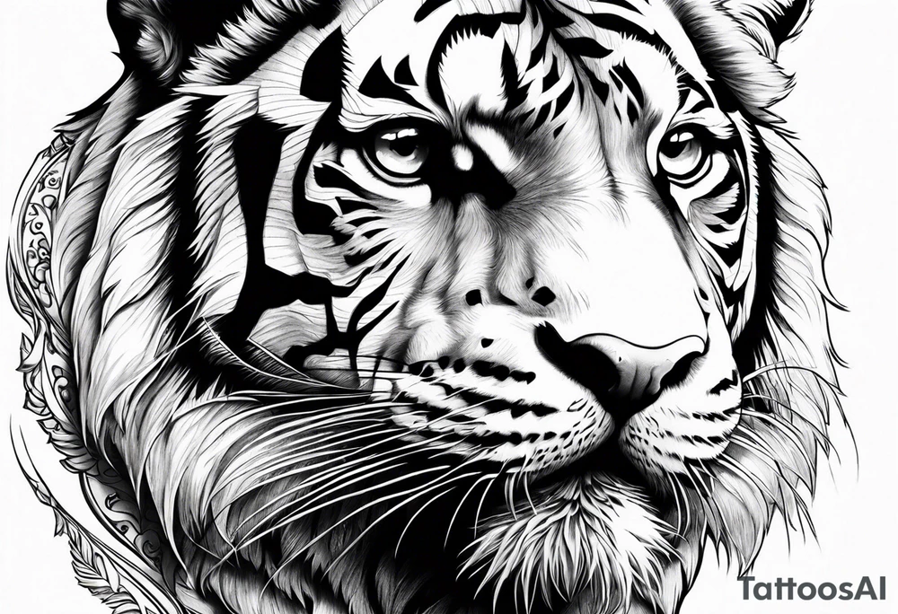 powerful mysterious tiger, close up tattoo idea