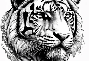 powerful mysterious tiger, close up tattoo idea