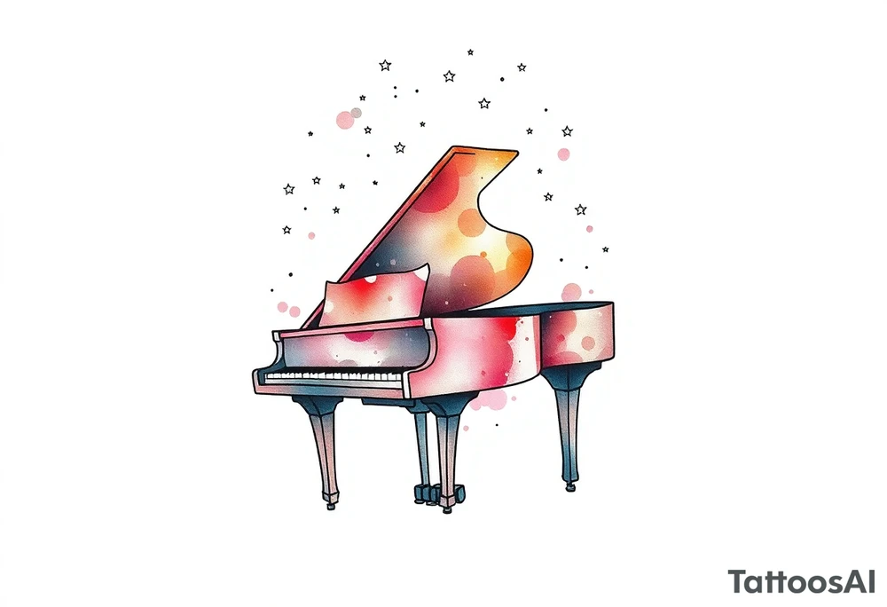 a grand piano under the stars tattoo idea