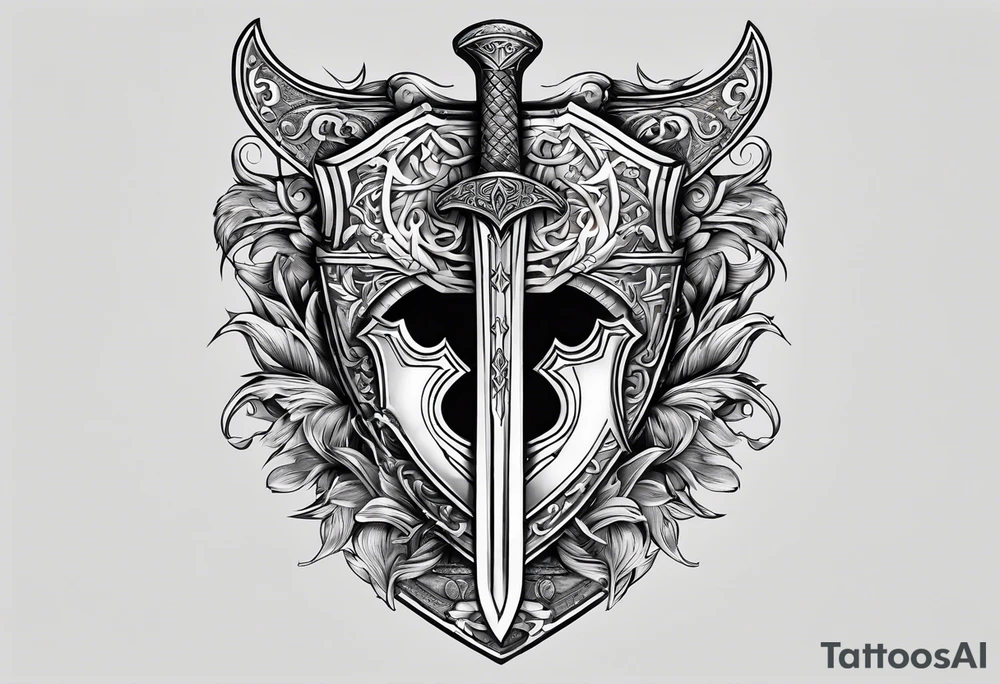 Valhalla sword shield axe armour tattoo idea