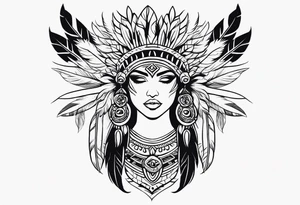Aztec princess, feather roses tattoo idea