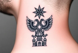 Top: Russian star 
Middle: russian double-headed eagle coat of arms
Bottom: Orthodox church dome with a cross tattoo idea