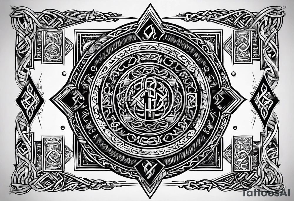 viking runes and knots tattoo idea