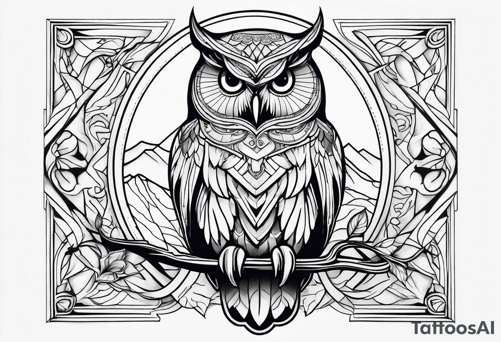 owl outline tattoo idea