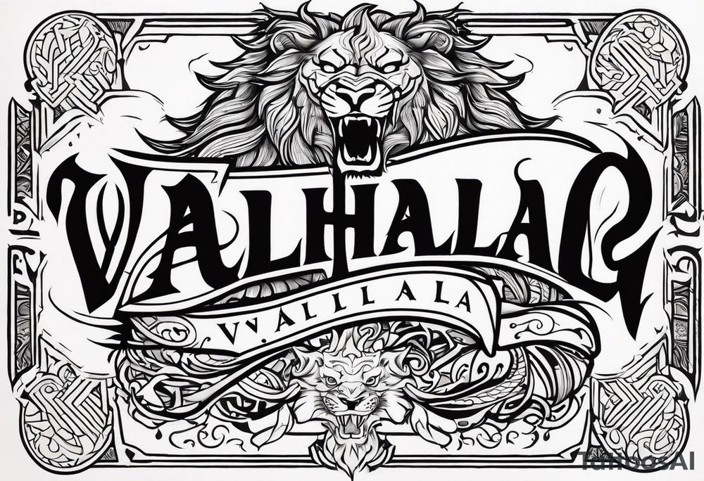 Valhalla  dragon  lion tattoo idea