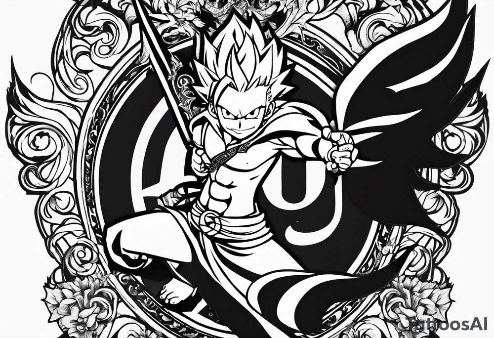 The logo of the anime show Fairy Tail that is essentially a fairy with a tail tattoo idea