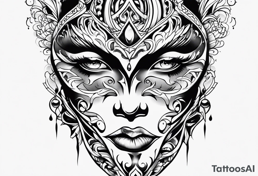 Two face mask tattoo tattoo idea