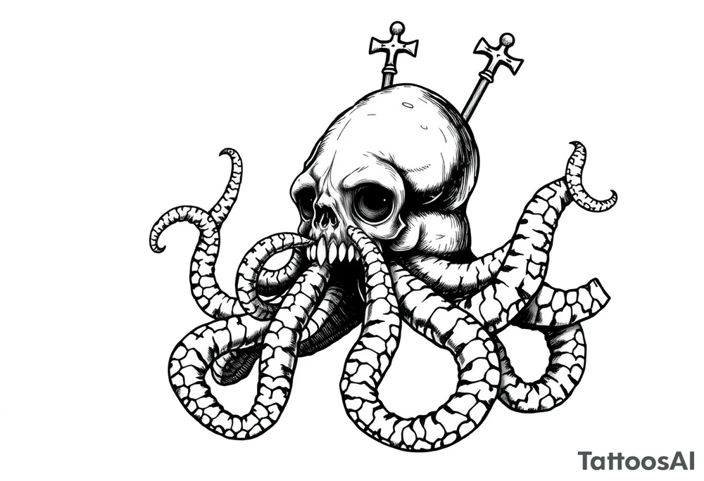 Queen Anne's Revenge with a kraken tattoo idea