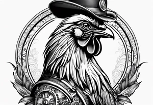 rooster holding a machine gun tattoo idea