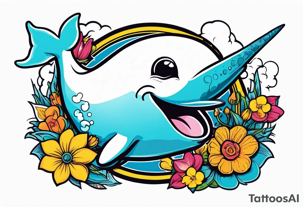 Memorial tattoo for electrical engineer who loved to laugh and liked narwhals tattoo idea