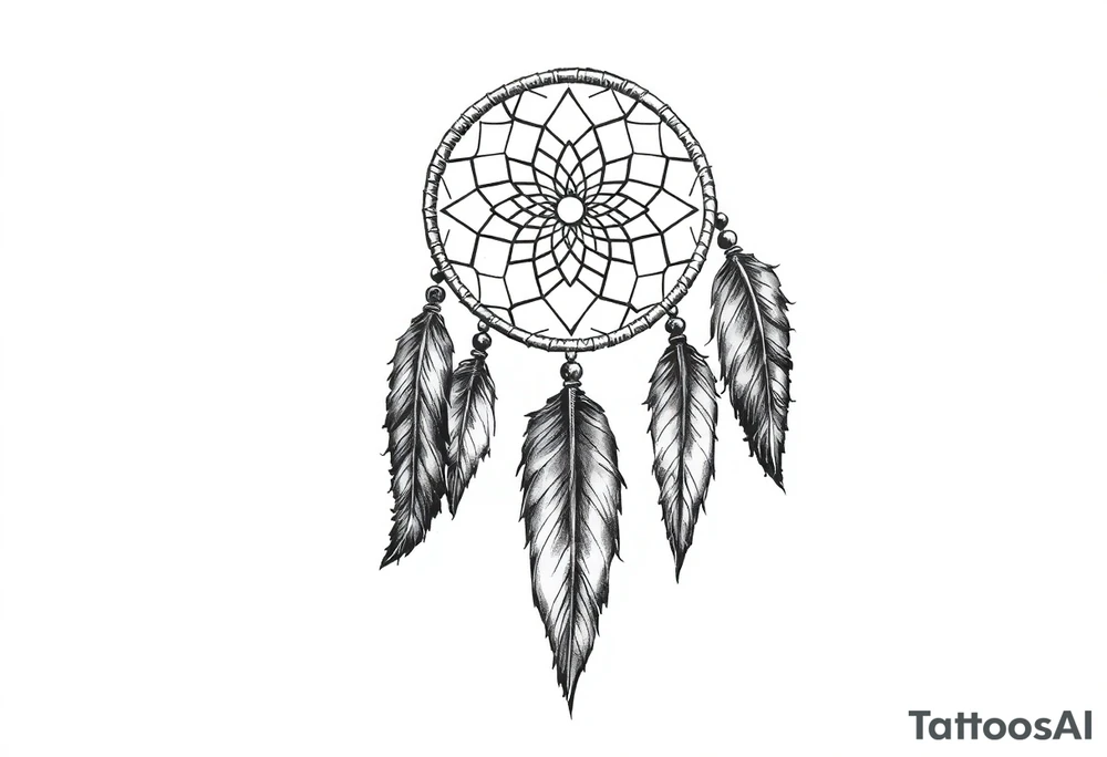 dreamcatcher with feathers for the memory of my grandma, slim tattoo idea
