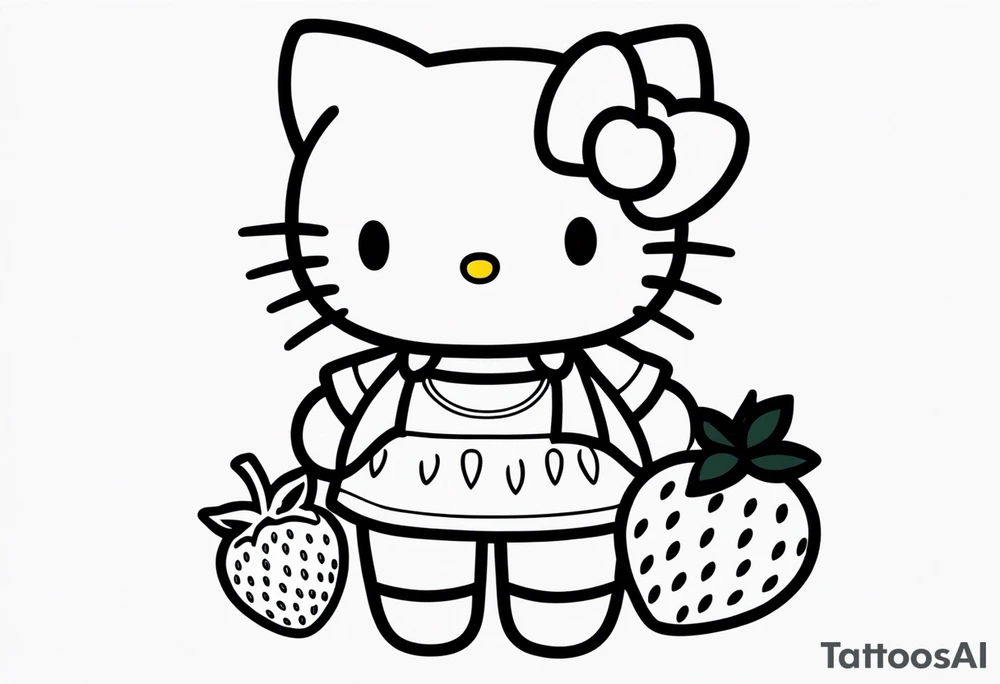 hello kitty dressed as a strawberry tattoo idea
