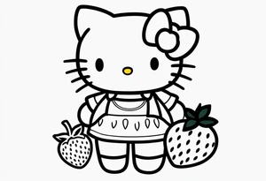 hello kitty dressed as a strawberry tattoo idea