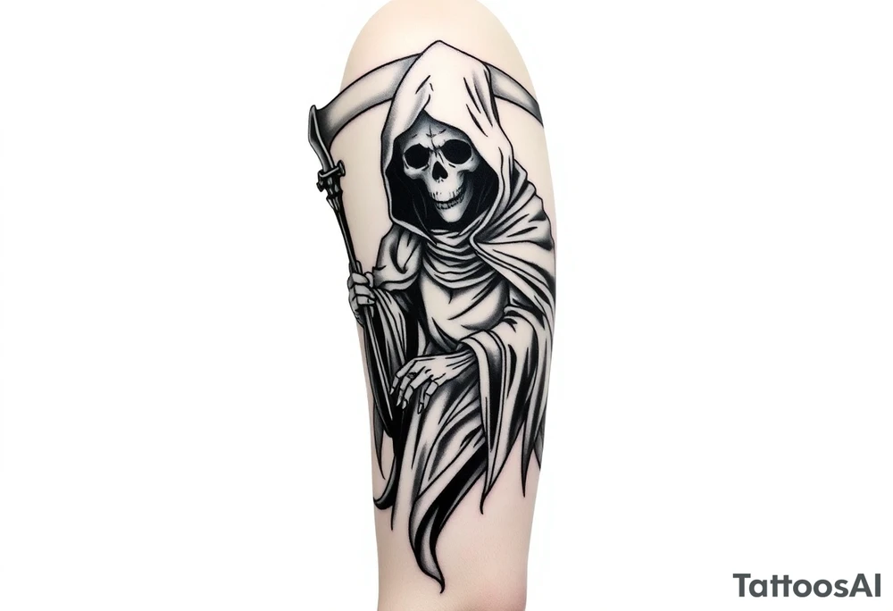 full sleeve grim reaper tattoo idea