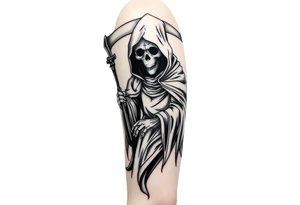 full sleeve grim reaper tattoo idea