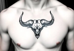 Tattoo with horns just barley touching collarbone tattoo idea