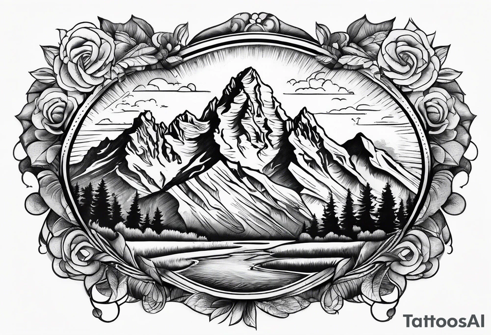 grand Tetons forearm band tattoo idea