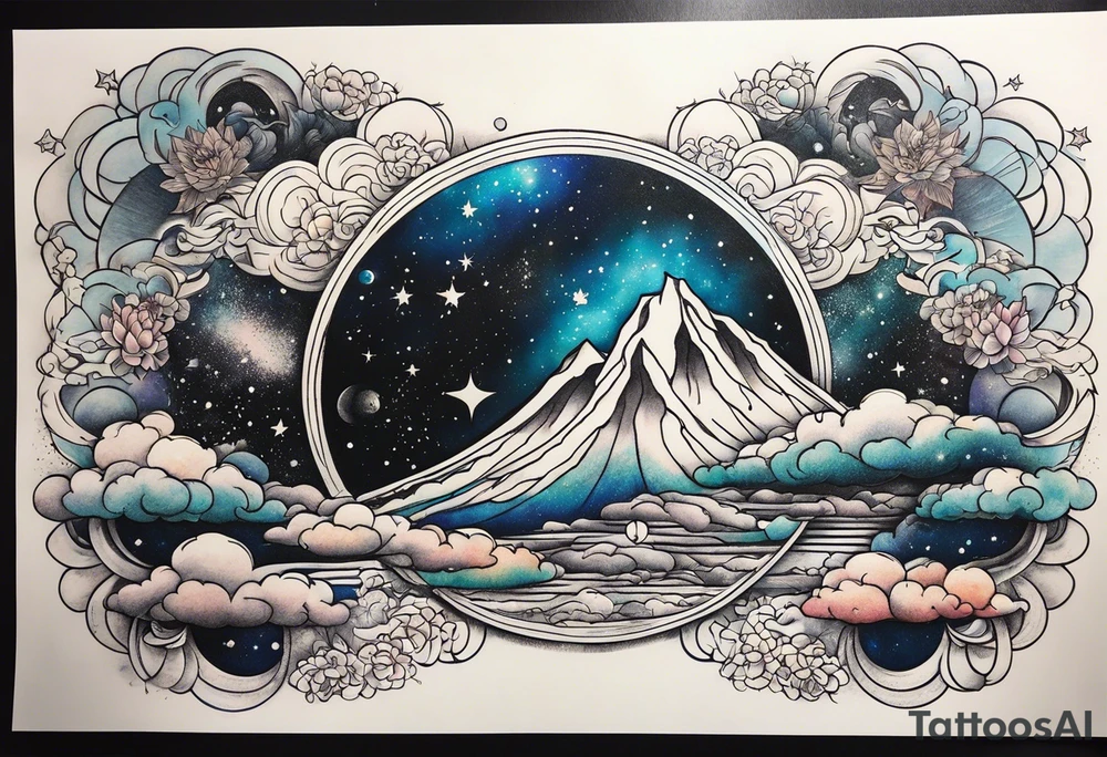 Celestial galaxy realistic tattoo idea
