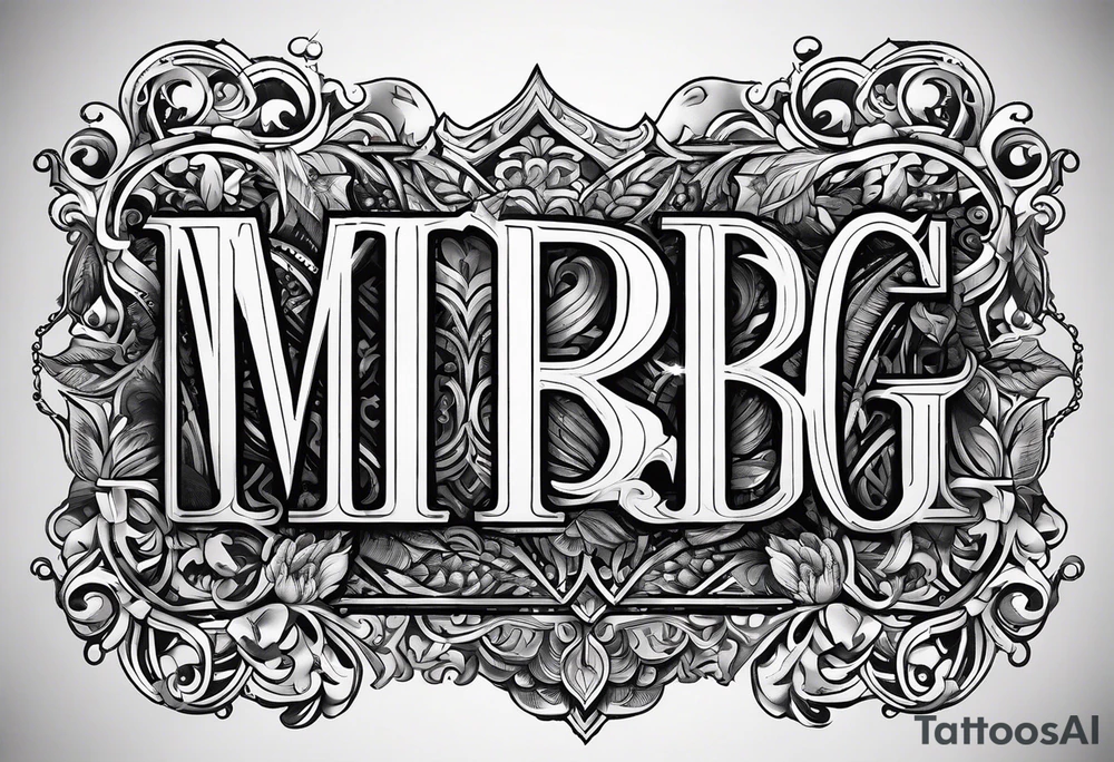 letters: "MRBG" underlined, equally separated
simple, clear, plain, unadorned, white background tattoo idea