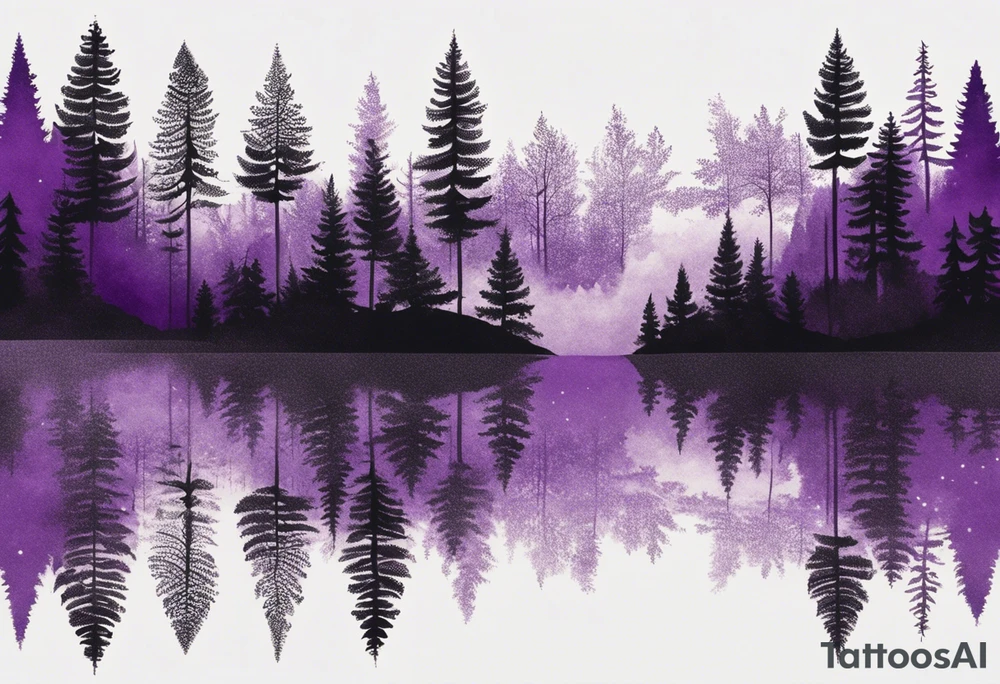 forest, purple and black tattoo idea