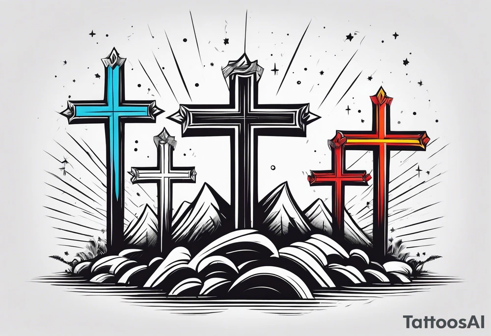 3 crosses together tattoo idea