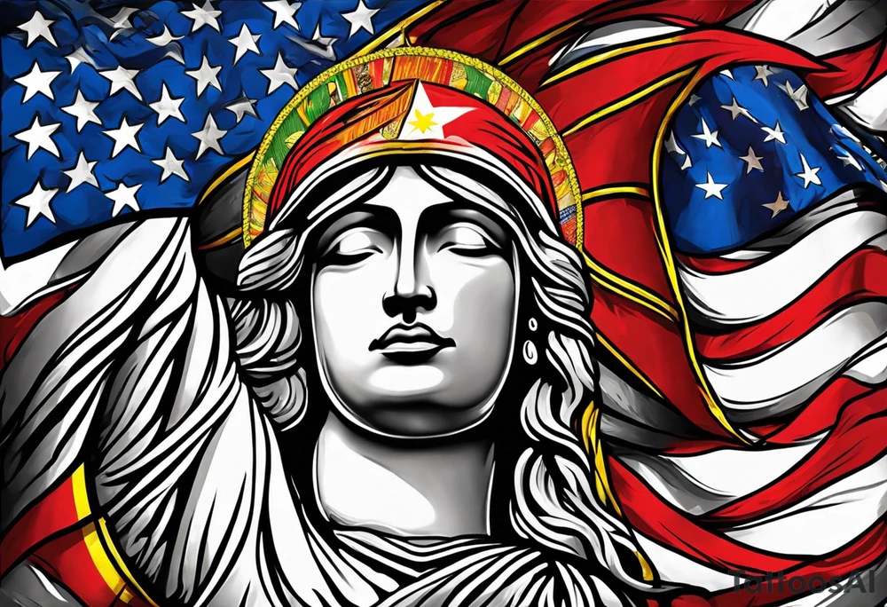U.S. Virgin Islands and Trinidad flags tattoo idea