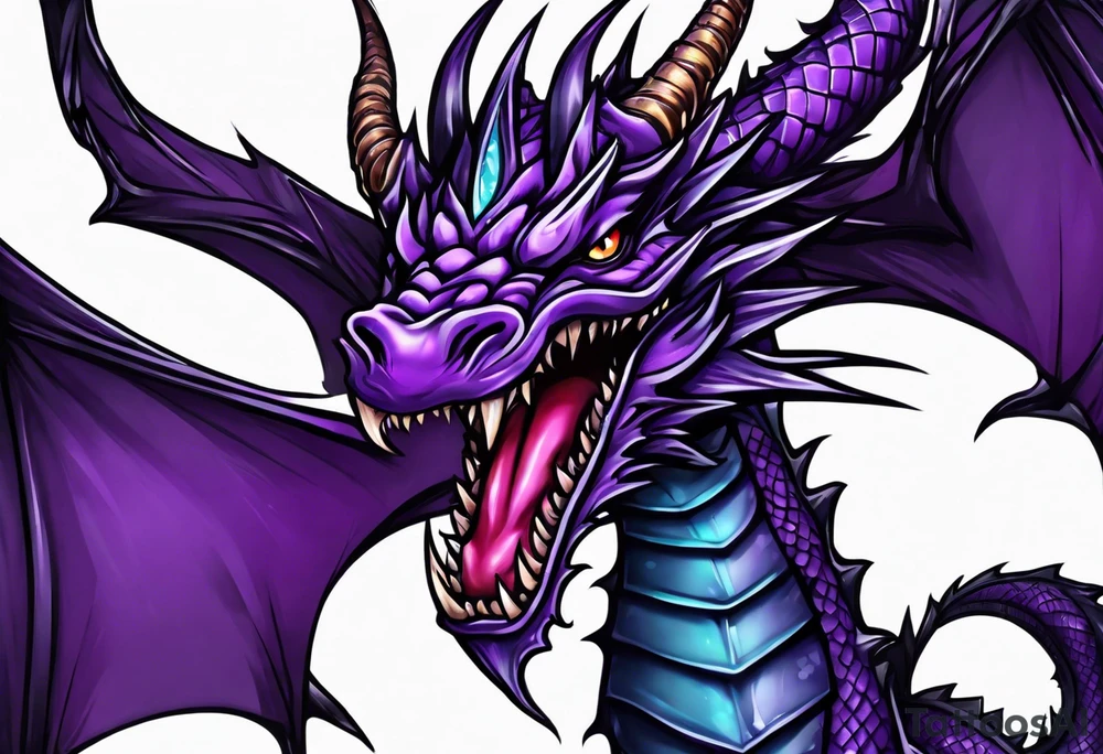 Purple eldritch dragon arm sleeve tattoo idea