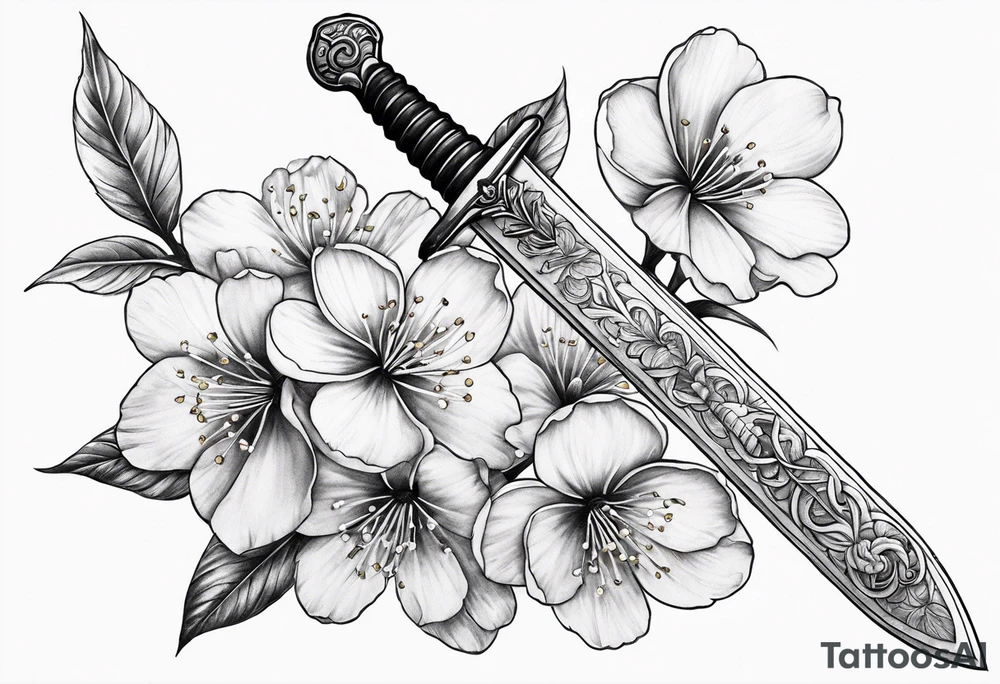 Sword and cherry blossom tattoo idea