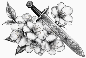Sword and cherry blossom tattoo idea