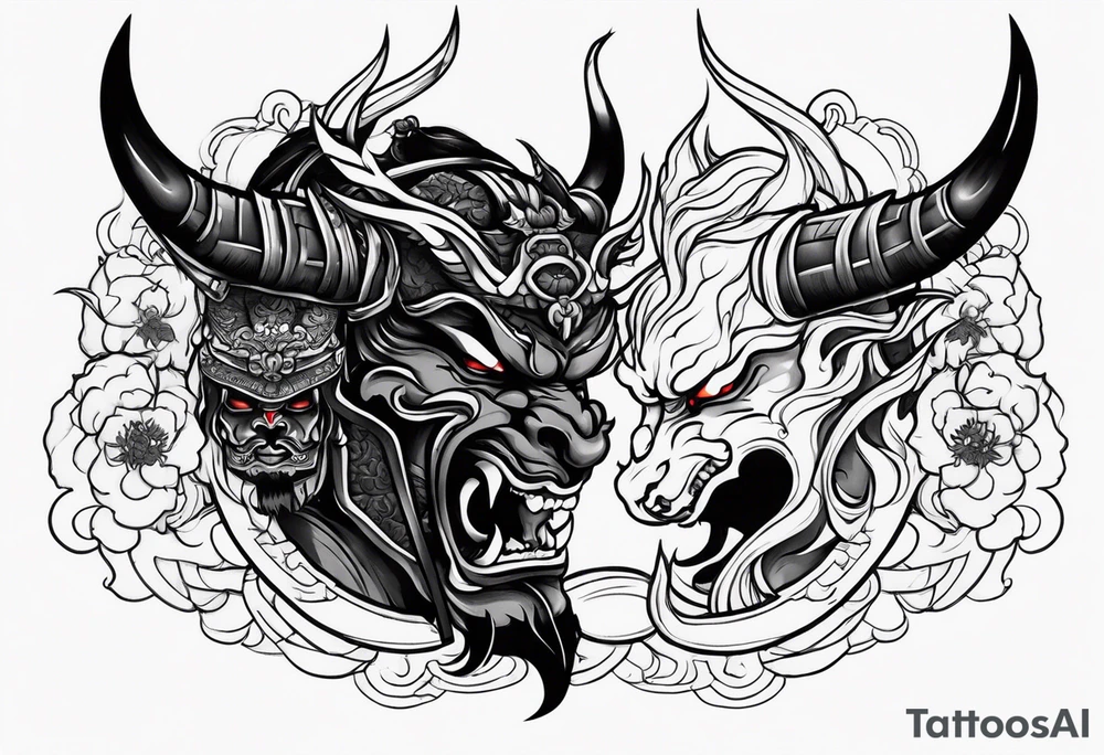 samurai beheading demon tattoo idea