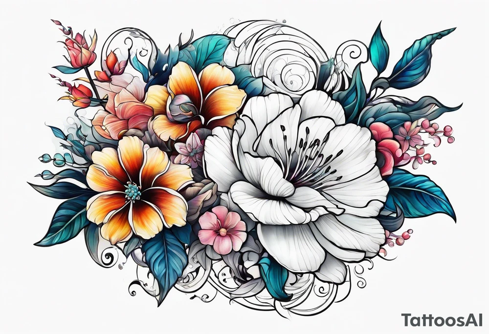 sea, flower tattoo idea