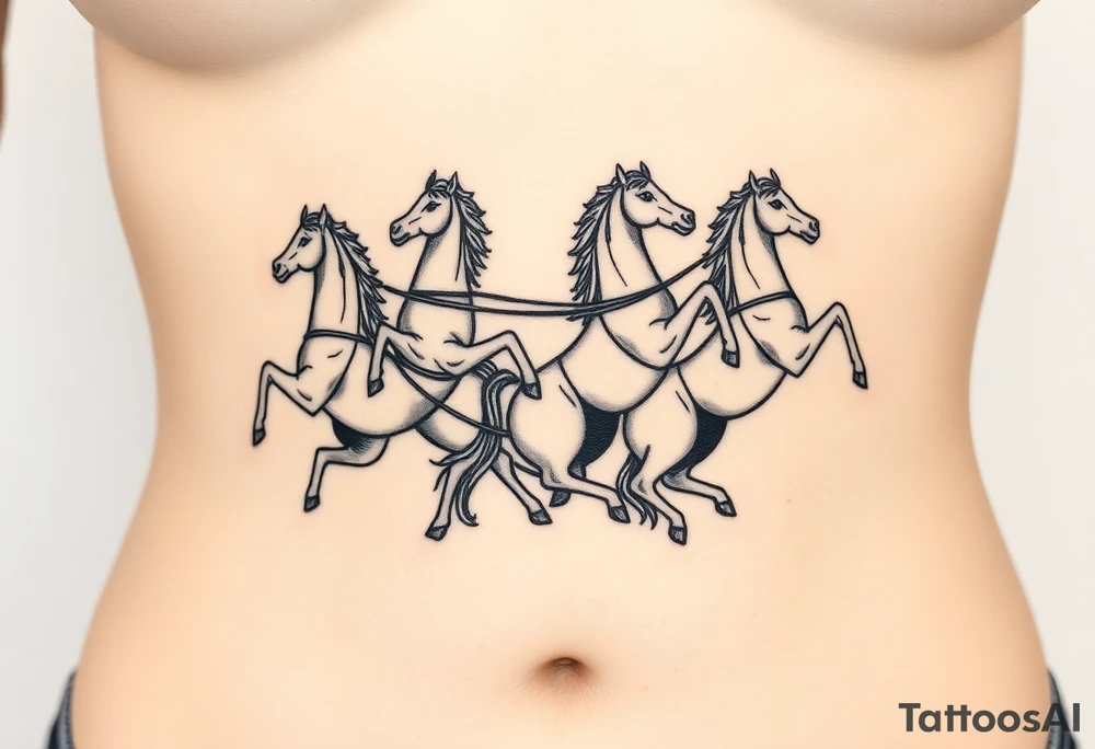 Symmetrical rearing Roman chariot horses tattoo idea
