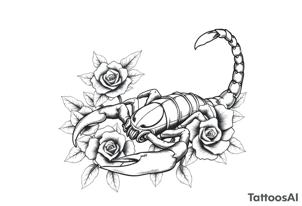 Scorpion with roses tattoo idea