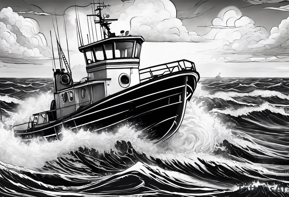 inshore lifeboat rescue raging sea tattoo idea