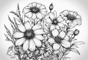 small long stem wildflowers tattoo idea