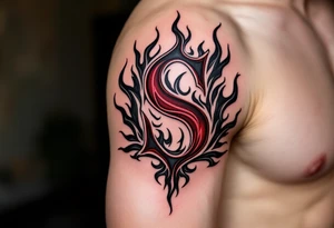 AC Sparta’s iconic maroon "S" surrounded by black tribal flames for a fierce football allegiance. tattoo idea