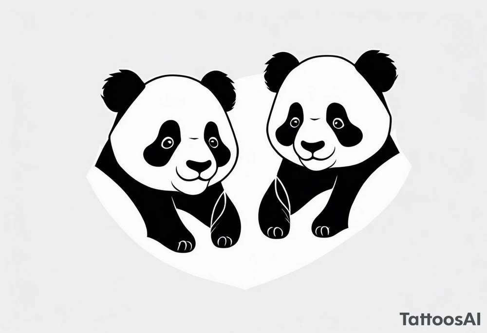 cute panda pair tattoo idea