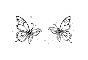 Simple outline of butterflies with lots of sparkles and bubbles tattoo idea
