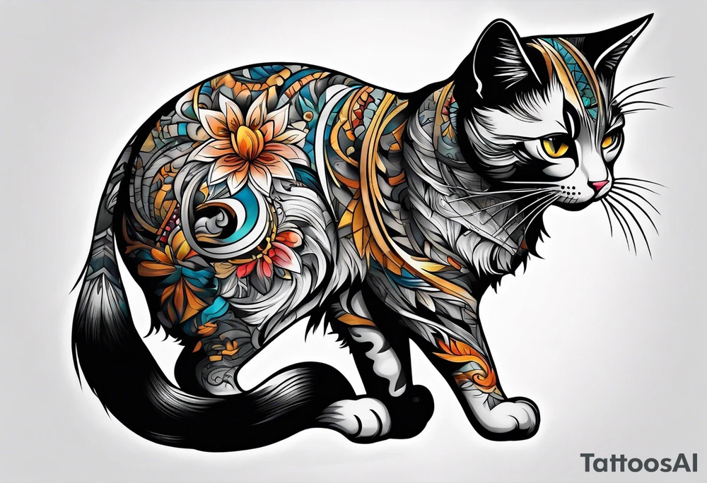 Cat playing with a mouse tattoo idea
