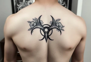 floral biohazard symbol in old school style black ink.
tattoo places on stomach tattoo idea