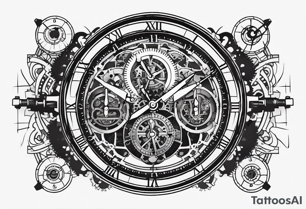 A mechanical clock with internal gears set for 4:03am. The brand of clock says Lincoln and the date is Apr 8 tattoo idea