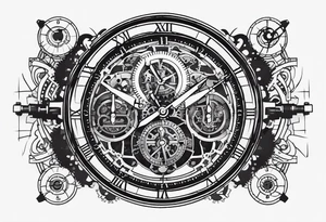 A mechanical clock with internal gears set for 4:03am. The brand of clock says Lincoln and the date is Apr 8 tattoo idea